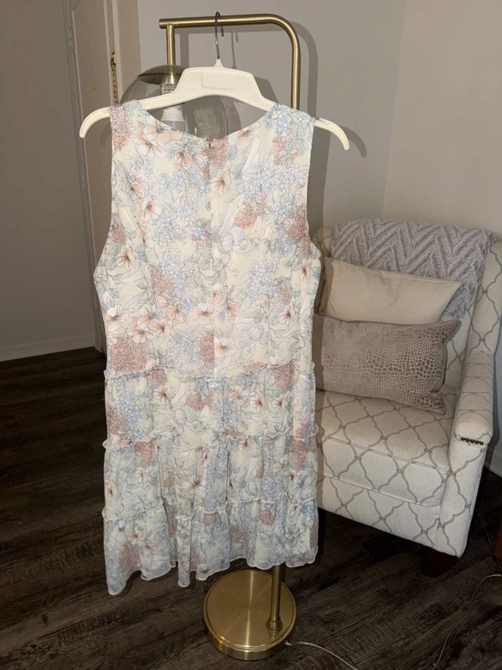 Tommy Hilfiger Floral Midi Dress in Cream, Blue & Pink